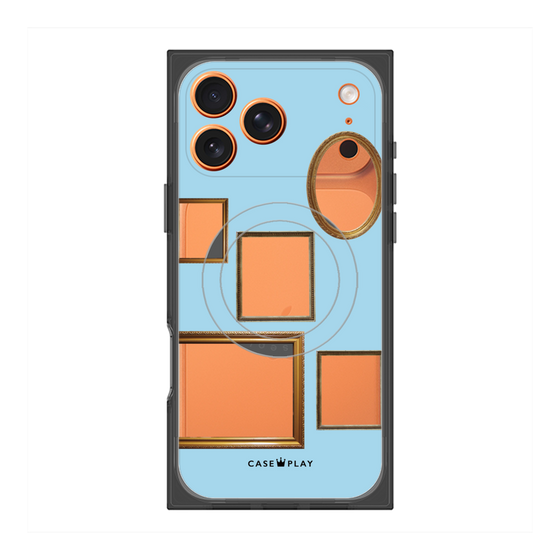 プレミアムスクエアケース with MagSafe［ Photo Frames - Light Blue ］