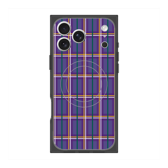 プレミアムスクエアケース with MagSafe［ Tartan Check - Purple ］