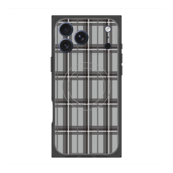 プレミアムスクエアケース with MagSafe［ Tartan Check - Gray ］