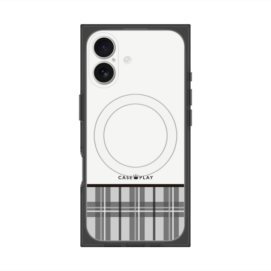 プレミアムスクエアケース with MagSafe［ CASEPLAY Tartan Check - Gray ］