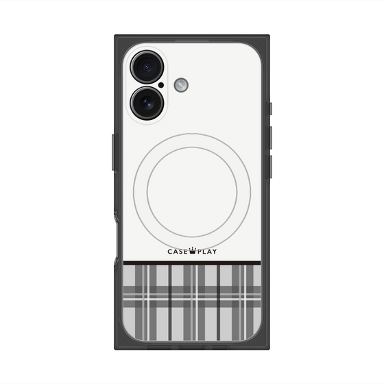 プレミアムスクエアケース with MagSafe［ CASEPLAY Tartan Check - Gray ］