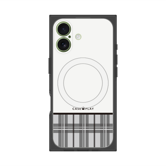 プレミアムスクエアケース with MagSafe［ CASEPLAY Tartan Check - Gray ］