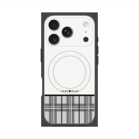 プレミアムスクエアケース with MagSafe［ CASEPLAY Tartan Check - Gray ］