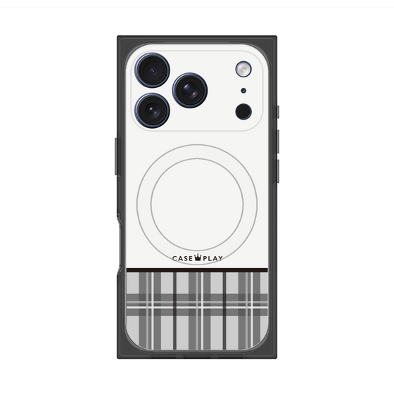 プレミアムスクエアケース with MagSafe［ CASEPLAY Tartan Check - Gray ］