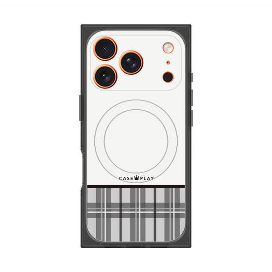 プレミアムスクエアケース with MagSafe［ CASEPLAY Tartan Check - Gray ］
