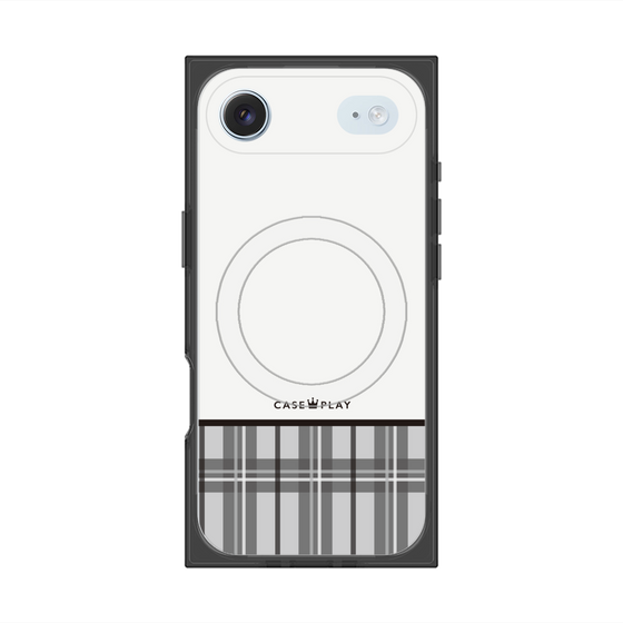プレミアムスクエアケース with MagSafe［ CASEPLAY Tartan Check - Gray ］