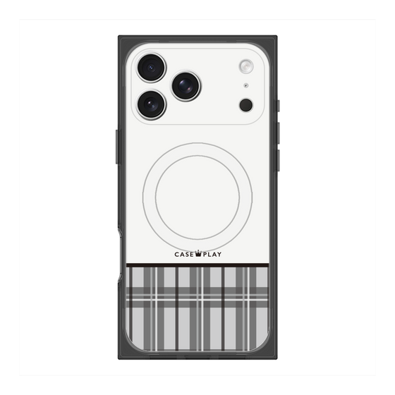 プレミアムスクエアケース with MagSafe［ CASEPLAY Tartan Check - Gray ］