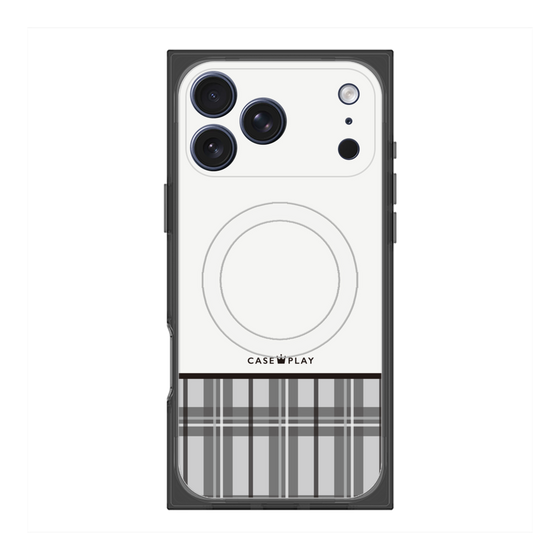 プレミアムスクエアケース with MagSafe［ CASEPLAY Tartan Check - Gray ］