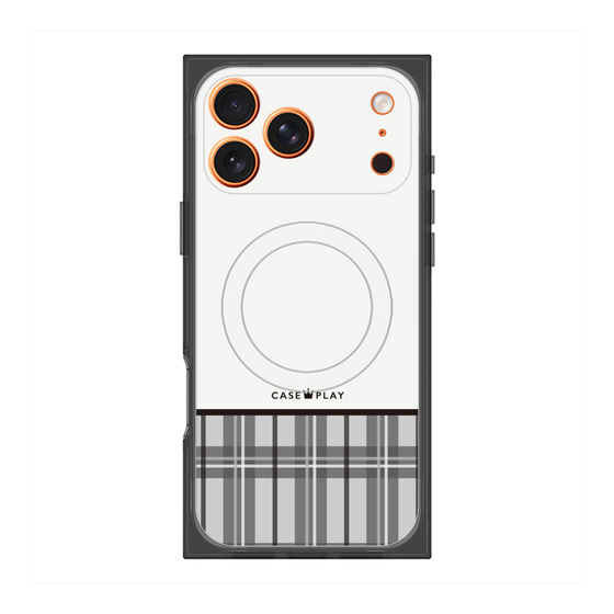 プレミアムスクエアケース with MagSafe［ CASEPLAY Tartan Check - Gray ］