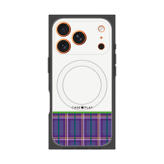プレミアムスクエアケース with MagSafe［ CASEPLAY Tartan Check - Purple ］