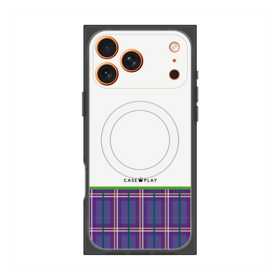 プレミアムスクエアケース with MagSafe［ CASEPLAY Tartan Check - Purple ］