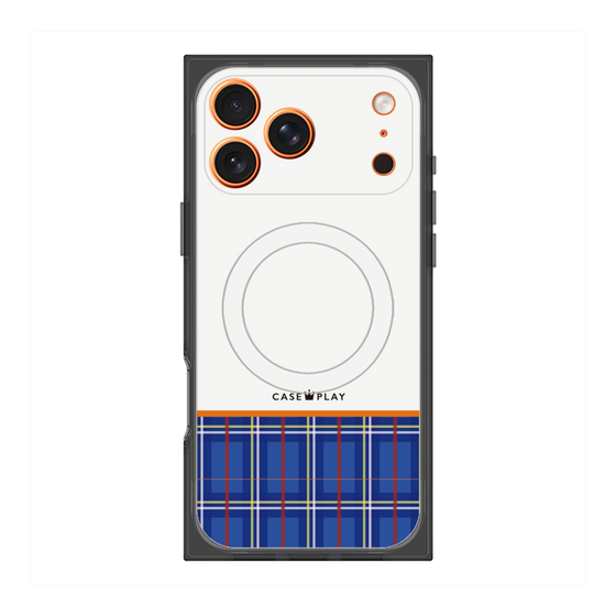 プレミアムスクエアケース with MagSafe［ CASEPLAY Tartan Check - Blue ］