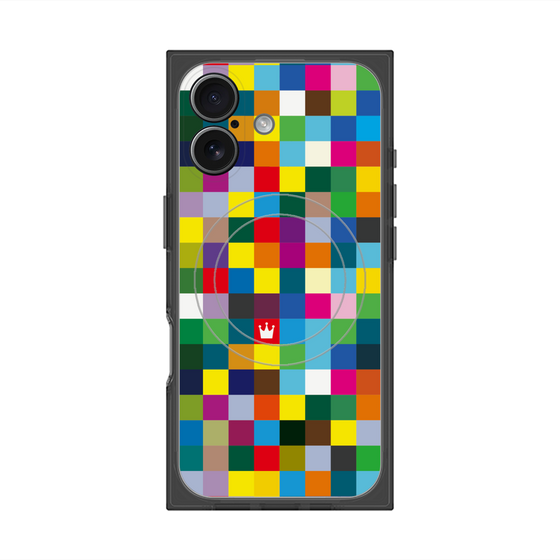 プレミアムスクエアケース with MagSafe［ CASEPLAY Rainbow Check ］