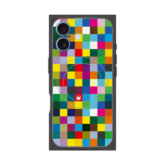 プレミアムスクエアケース with MagSafe［ CASEPLAY Rainbow Check ］