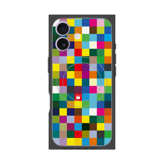 プレミアムスクエアケース with MagSafe［ CASEPLAY Rainbow Check ］