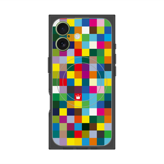 プレミアムスクエアケース with MagSafe［ CASEPLAY Rainbow Check ］