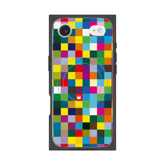 プレミアムスクエアケース with MagSafe［ CASEPLAY Rainbow Check ］