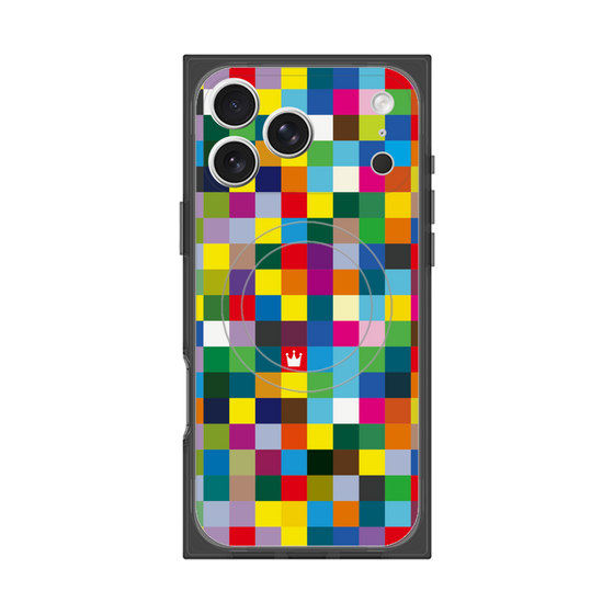 プレミアムスクエアケース with MagSafe［ CASEPLAY Rainbow Check ］