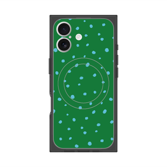 プレミアムスクエアケース with MagSafe［ Drawing Dot - Green ］