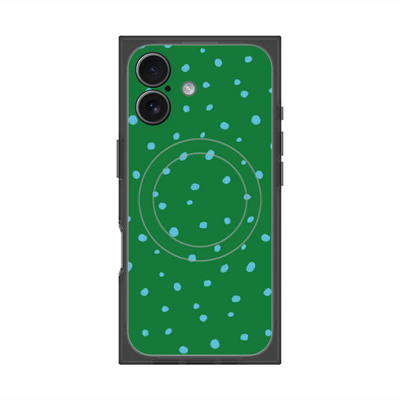 プレミアムスクエアケース with MagSafe［ Drawing Dot - Green ］