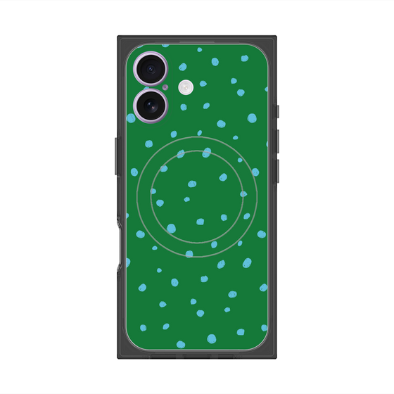 プレミアムスクエアケース with MagSafe［ Drawing Dot - Green ］