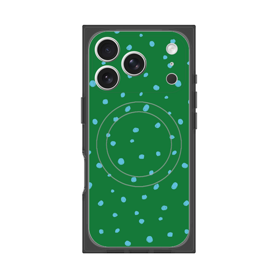 プレミアムスクエアケース with MagSafe［ Drawing Dot - Green ］