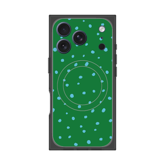 プレミアムスクエアケース with MagSafe［ Drawing Dot - Green ］