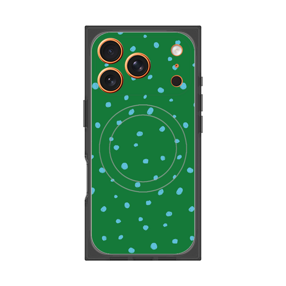 プレミアムスクエアケース with MagSafe［ Drawing Dot - Green ］