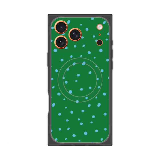 プレミアムスクエアケース with MagSafe［ Drawing Dot - Green ］