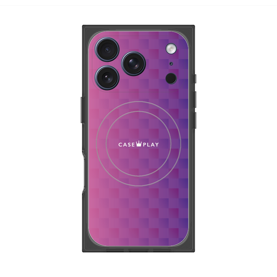 プレミアムスクエアケース with MagSafe［ CASEPLAY Check - Purple ］