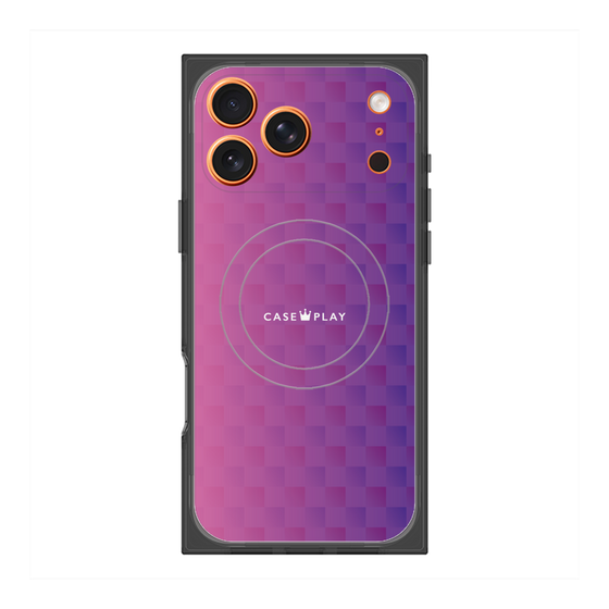 プレミアムスクエアケース with MagSafe［ CASEPLAY Check - Purple ］