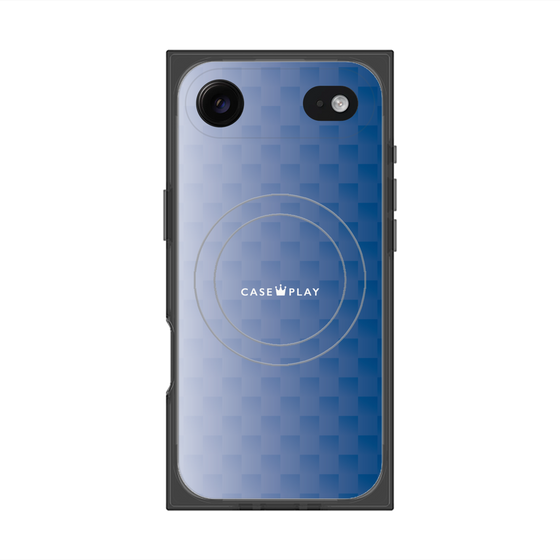 プレミアムスクエアケース with MagSafe［ CASEPLAY Check - Blue ］