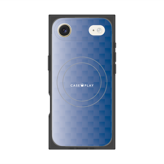 プレミアムスクエアケース with MagSafe［ CASEPLAY Check - Blue ］