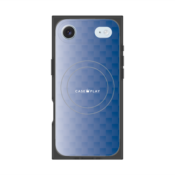 プレミアムスクエアケース with MagSafe［ CASEPLAY Check - Blue ］