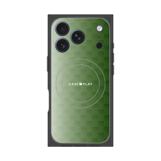 プレミアムスクエアケース with MagSafe［ CASEPLAY Check - Green ］