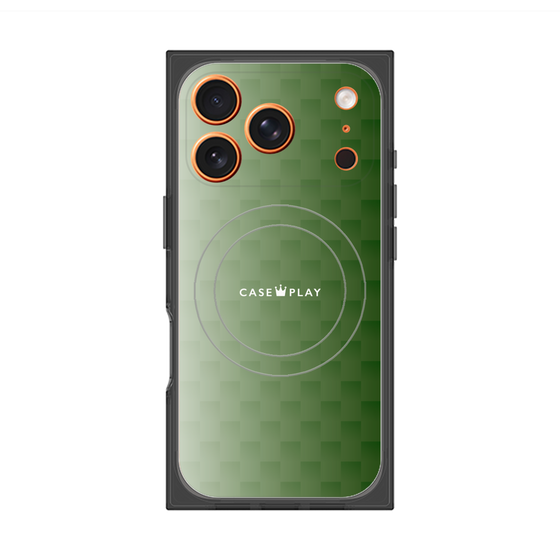 プレミアムスクエアケース with MagSafe［ CASEPLAY Check - Green ］
