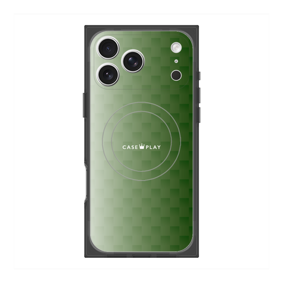 プレミアムスクエアケース with MagSafe［ CASEPLAY Check - Green ］