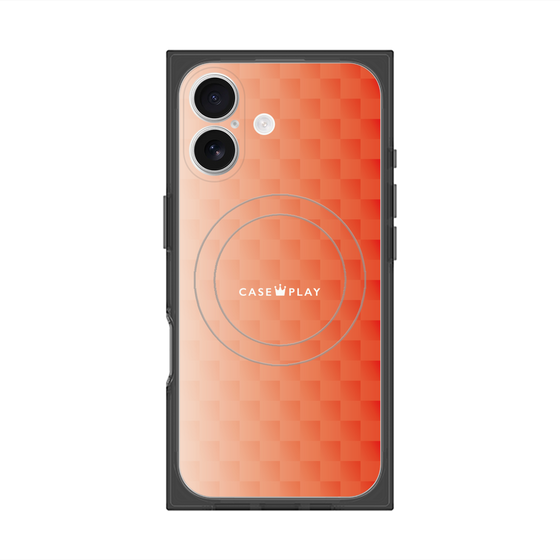 プレミアムスクエアケース with MagSafe［ CASEPLAY Check - Orange ］