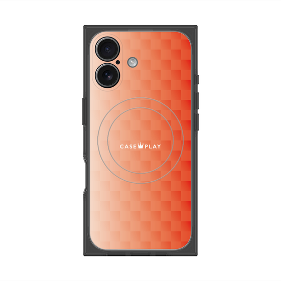 プレミアムスクエアケース with MagSafe［ CASEPLAY Check - Orange ］