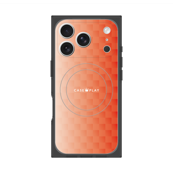 プレミアムスクエアケース with MagSafe［ CASEPLAY Check - Orange ］