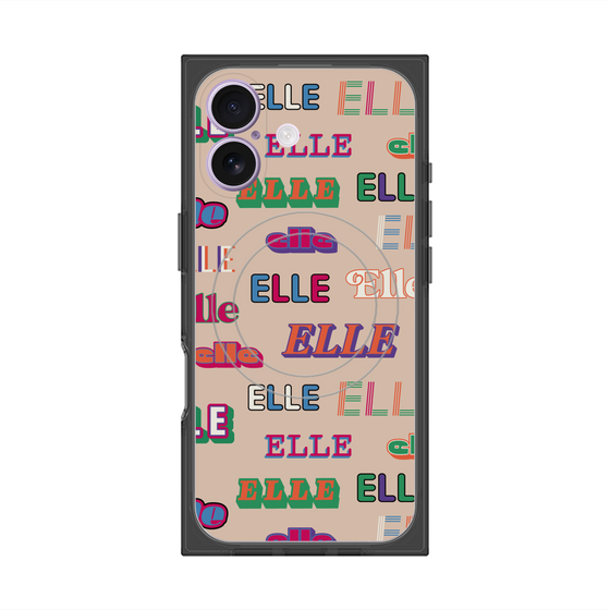 プレミアムスクエアケース with MagSafe［ ELLE - ミックスロゴ ］