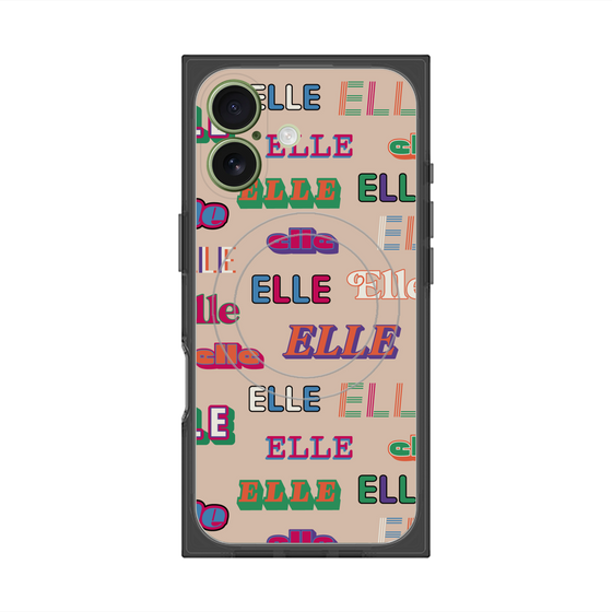 プレミアムスクエアケース with MagSafe［ ELLE - ミックスロゴ ］