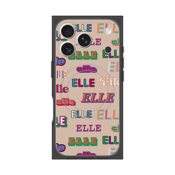 プレミアムスクエアケース with MagSafe［ ELLE - ミックスロゴ ］