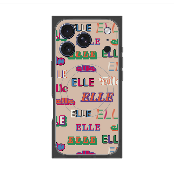 プレミアムスクエアケース with MagSafe［ ELLE - ミックスロゴ ］