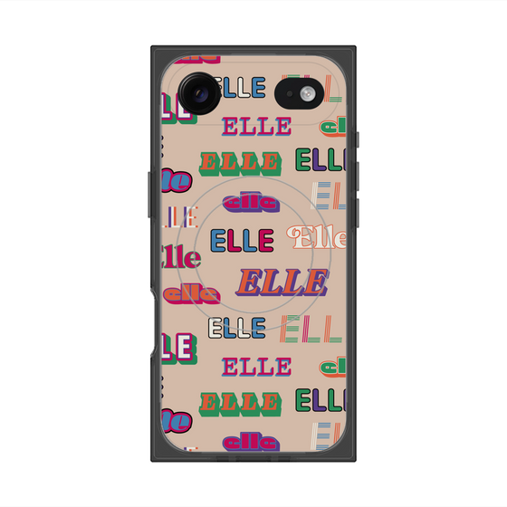プレミアムスクエアケース with MagSafe［ ELLE - ミックスロゴ ］