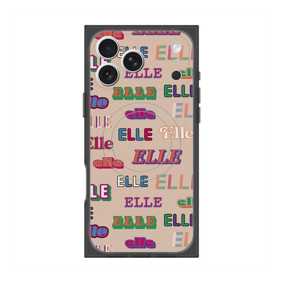 プレミアムスクエアケース with MagSafe［ ELLE - ミックスロゴ ］