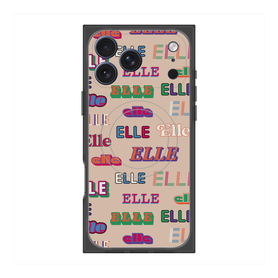 プレミアムスクエアケース with MagSafe［ ELLE - ミックスロゴ ］