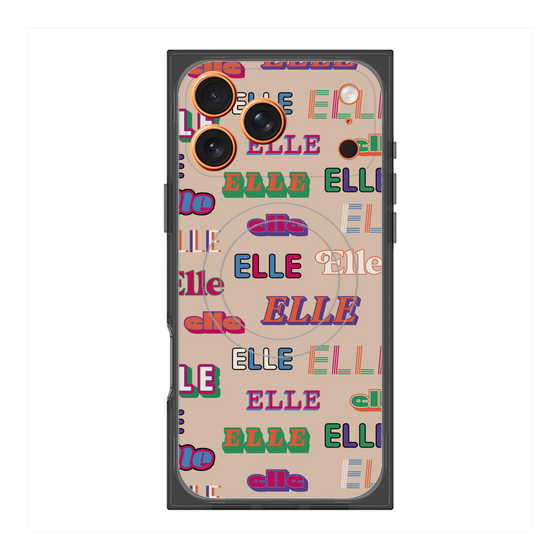 プレミアムスクエアケース with MagSafe［ ELLE - ミックスロゴ ］