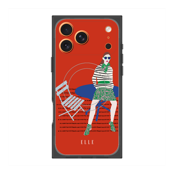プレミアムスクエアケース with MagSafe［ ELLE - パリジェンヌ - レッド ］