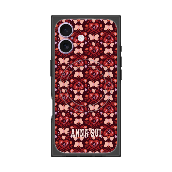 プレミアムスクエアケース with MagSafe［ ANNA SUI - バタフライハーツ - レッド ］